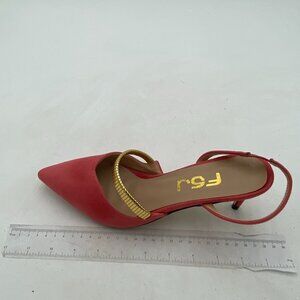 FSJ Women Trendy Mid Low Heeled Slingback Pumps Slip On Pointed Toe Sandals Basi